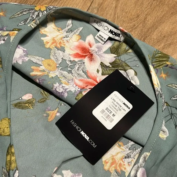 Floral Green Surplice Top - Picture 8 of 13